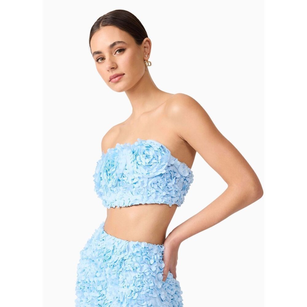 Elliatt Kaia Floral Crop Boob Tube Top in Blue parties Brunch Summer Size S NWT